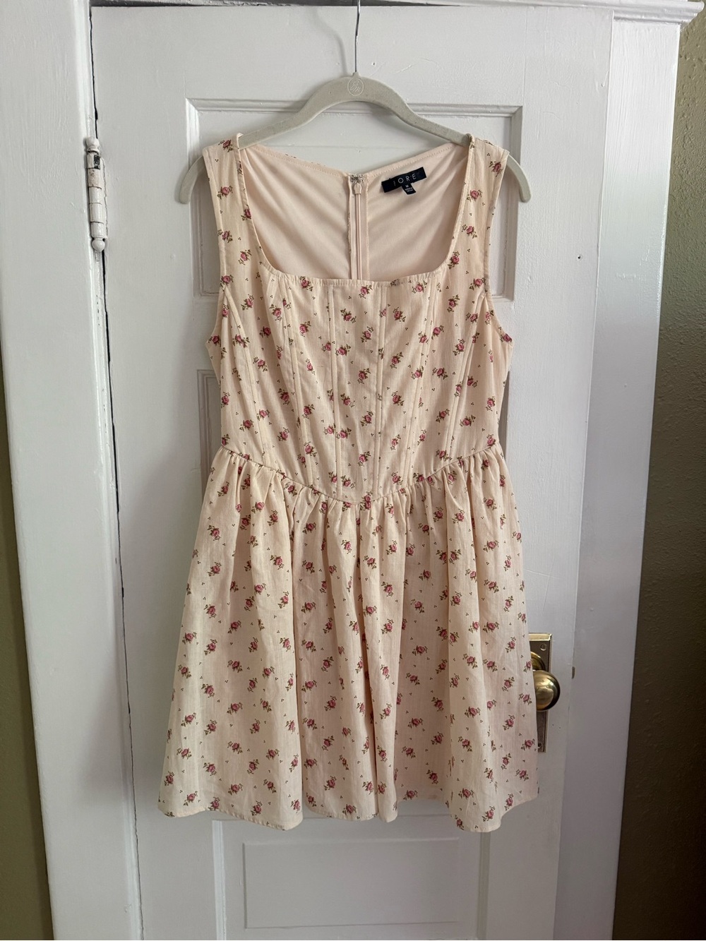 Cream Floral Square-Neck Sundress - Picture 7 of 14